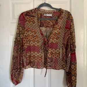 Zara long sleeve flowy top